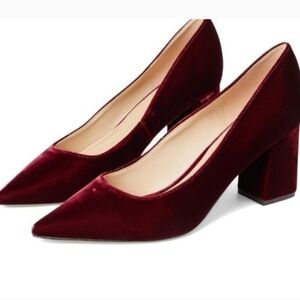 Marc Fisher Elegant Burgundy Velvet Block Heels